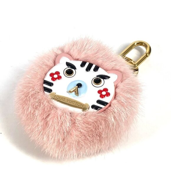 LOUIS VUITTON M68450 Bijoux Sac - Wild Fur Bag Charm Key Holder fur pink - Picture 1 of 10